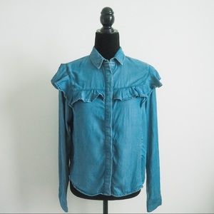 DENIM Jean Ruffled Blouse